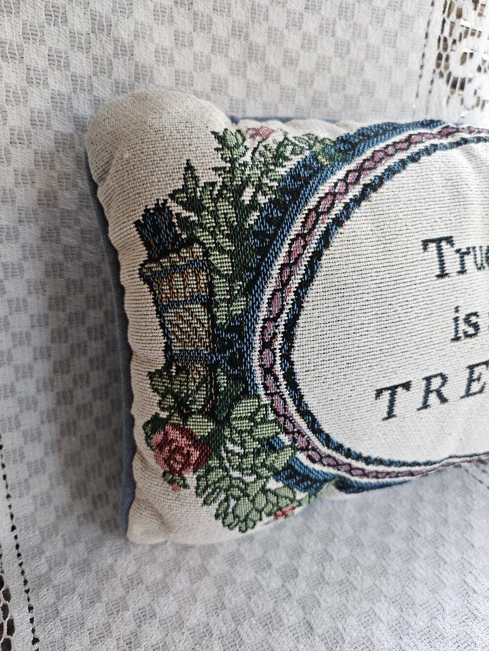 90's Needlepoint Decorative Pillow